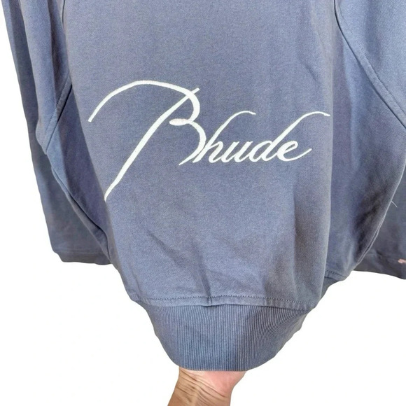 RHUDE Logo Embroidered Quarter-Zip Sweater Sweatshirt - Picture 7 of 13